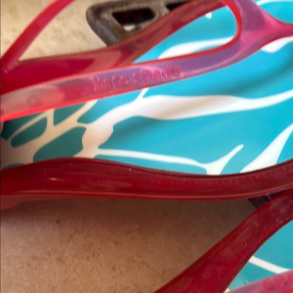 Kate Spade New Stylish Red -Turquoise Flip-Flops Size 10